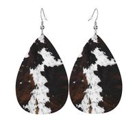 Orecchini A Goccia In Finta Pell Brown Cowhide, Cow Skin Print Pattern2 Leggeri Orecchini Da Donna In Finta Pelle Innovativi Ciondolo A Goccia Per Appuntamenti Accessori Feste