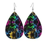 Orecchini A Goccia In Finta Pell Glow In Dark Paint Splatter Squisito Orecchini Pendenti Moda Ciondolo A Goccia Per Accessori Feste Uso Quotidiano