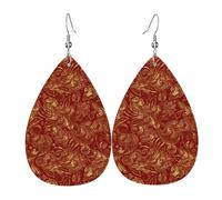 Orecchini A Goccia In Finta Pell Gold And Red Islamic Motif Pai-Sley Pattern Eleganti Orecchini Innovativi Ciondolo Con Pendente A Goccia Per Matrimoni Uso Quotidiano Appuntamenti