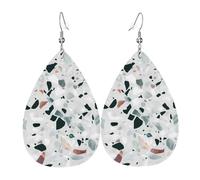 Orecchini A Goccia In Finta Pell Modern Abstract Terrazzo License Plate Leggeri Orecchini Pendenti Eleganti Ciondolo Con Pendente A Goccia Per Feste Appuntamenti Feste