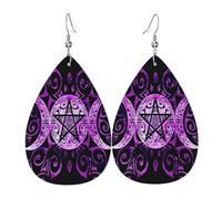 Orecchini A Goccia In Finta Pell The Triple Moon Goddess Wiccan Pentagram Symbol Moda Orecchini Pendenti Leggeri Ciondolo Con Pendente A Goccia Per Feste Uso Quotidiano Appuntamenti