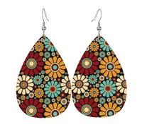 Orecchini A Goccia In Finta Pell Trendy Colorful Modern Daisy Flower Pattern Squisito Orecchini Da Donna In Finta Pelle Eleganti Ciondolo A Goccia Per Feste Accessori Feste