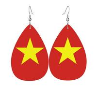 Orecchini A Goccia In Finta Pell Vietnamese Flag Leggeri Orecchini Da Donna In Finta Pelle Innovativi Ciondolo A Goccia Per Feste Uso Quotidiano Appuntamenti
