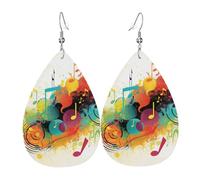 Orecchini a goccia in finta pelle a tema musica astratta, alla moda, leggeri, orecchini pendenti in pelle per donne, matrimoni, feste, cerimonie, banchetti, regali