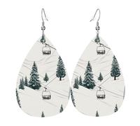 Orecchini a goccia in finta pelle con albero di risalita da sci, alla moda, leggeri, orecchini pendenti in pelle per donne, matrimoni, feste, cerimonie, banchetti, regali