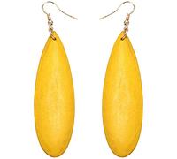 Orecchini a Goccia in Legno Orecchini a Gancio Pendenti da Donna Orecchini a Foglia Orecchini semplici con Dichiarazione per Donne e Ragazze,Giallo Convenient Handled