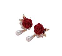 Orecchini a goccia in oro rosa con chiusura a goccia da donna, borchie floreali in cristallo e perla, romantici gioielli vintage per feste