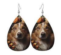 Orecchini a goccia in pelle a forma di cagnolino con fiori, accessori da donna, orecchini versatili adatti per pendolari e viaggi.