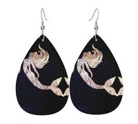 Orecchini a goccia in pelle a forma di sirena nera, leggeri, in stile bohémien, idea regalo per donne e ragazze