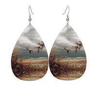 Orecchini a goccia in pelle alla moda con anatre selvatiche che volano a caccia di orecchini leggeri bohémien set di gioielli regalo per donne e ragazze