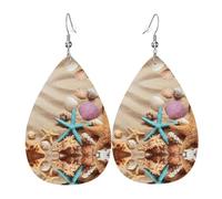 Orecchini a goccia in pelle alla moda con conchiglie sulla spiaggia, leggeri, in stile bohémien, idea regalo per donne e ragazze