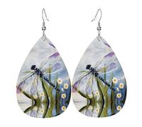 Orecchini a goccia in pelle alla moda con libellula, leggeri, bohémien, set di gioielli regalo per donne e ragazze