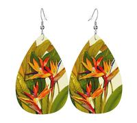 Orecchini a goccia in pelle alla moda con uccello tropicale del paradiso, leggeri, in stile bohémien, idea regalo per donne e ragazze