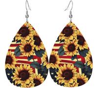 Orecchini a goccia in pelle con girasoli, stelle bianche, albero di Natale colorato, decorazioni per le donne