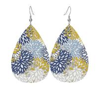 Orecchini a goccia in pelle con stampa a fiori colorati, orecchini pendenti a goccia in finta pelle, per donne, adolescenti, ragazze, regalo, taglia unica, pelle, senza pietre preziose, One Size,