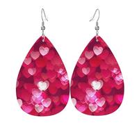 Orecchini a goccia in pelle con stampa a forma di cuore per San Valentino, orecchini pendenti a goccia in ecopelle per donne, adolescenti, ragazze, regalo, taglia unica, pelle, senza pietre preziose,