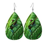 Orecchini a goccia in pelle con stampa a forma di rana, accessorio alla moda per feste