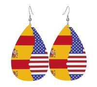 Orecchini a goccia in pelle con stampa bandiera della Spagna americana, eleganti e leggeri, per donne e ragazze, taglia unica, in pelle, senza pietre preziose