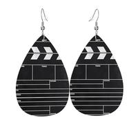 Orecchini a goccia in pelle con stampa nera del film classico, eleganti e leggeri, pendenti per donne e ragazze, taglia unica, in pelle, senza pietre preziose