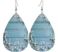 Orecchini a goccia in pelle con stelle marine, conchiglie e albero di Halloween per le donne