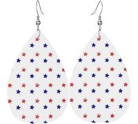 Orecchini a goccia in pelle con stelle rosse e blu, zucca di Halloween con bandiere e luna, decorazioni per le donne