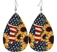 Orecchini a goccia in pelle con stelle rosse e linee, girasoli, albero di Halloween, per donna