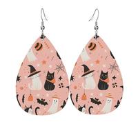 Orecchini A Goccia In Pelle Cute Witch Cat And Ghosts Halloween Eleganti Orecchini Innovativi Ciondolo A Goccia Per Feste Feste Balli