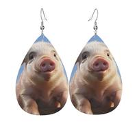 Orecchini a goccia in pelle da donna, a forma di maialino, leggeri, alla moda, idea regalo per donne