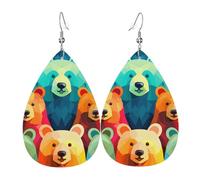 Orecchini a goccia in pelle da donna, con orsi colorati, leggeri, gioielli alla moda, regalo per donne e signore