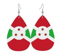 Orecchini a goccia in pelle da donna, con stampa bandiera del Burundi, leggeri, accessori per gioielli, Misura unica, Pelle