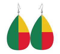 Orecchini a goccia in pelle da donna, con stampa bandiera del Burundi, leggeri, accessori per gioielli, Misura unica, Pelle