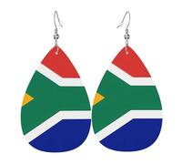 Orecchini a goccia in pelle da donna, con stampa bandiera del Sud Africa, leggeri, gioielli alla moda, idea regalo