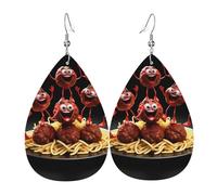 Orecchini a goccia in pelle da donna, con stampa colorata e motivo a vernice, leggeri, accessori per gioielli, Misura unica, Pelle