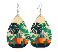 Orecchini a goccia in pelle da donna, con stampa di gufo storto, leggeri, accessori per gioielli, Misura unica, Pelle