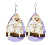 Orecchini a goccia in pelle da donna, con stampa di gufo storto, leggeri, accessori per gioielli, Misura unica, Pelle