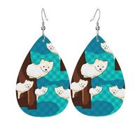 Orecchini a goccia in pelle da donna, con stampa di gufo storto, leggeri, accessori per gioielli, Misura unica, Pelle