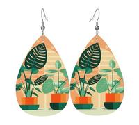 Orecchini a goccia in pelle da donna, con stampa di gufo storto, leggeri, accessori per gioielli, Misura unica, Pelle