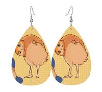 Orecchini a goccia in pelle da donna, con stampa di gufo storto, leggeri, orecchini pendenti alla moda, idea regalo