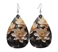 Orecchini a goccia in pelle da donna, con stampa marmorizzata blu colorata, leggeri, accessori per gioielli, Misura unica, Pelle