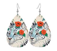 Orecchini a goccia in pelle da donna, graziosi orecchini pendenti con stampa tigre bianca, leggeri, gioielli alla moda, idea regalo