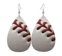 Orecchini a goccia in pelle da donna, in pizzo da baseball, con primo piano, leggeri, gioielli alla moda, regalo per donne e donne