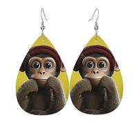 Orecchini a goccia in pelle da donna, scimmia curiosa, leggeri, gioielli alla moda, regalo per donne e donne