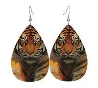 Orecchini a goccia in pelle da donna, tigre del sole nascente, leggeri, gioielli alla moda, regalo per donne e signore
