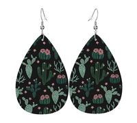 Orecchini A Goccia In Pelle Green Cactus And Pink Flower Moda Orecchini Da Donna In Finta Pelle Squisito Ciondolo Con Pendente A Goccia Per Uso Quotidiano Feste Feste