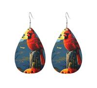 Orecchini A Goccia In Pelle Halloween Moonlit Cardinal On Tree Stump Leggeri Orecchini Da Donna Innovativi Ciondolo Con Pendente A Goccia Per Appuntamenti Balli Feste