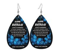 Orecchini A Goccia In Pelle Happy Birthday Blue Flower And Butterfly Eleganti Orecchini Da Donna Innovativi Ciondolo A Goccia Per Matrimoni Appuntamenti Feste