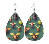 Orecchini a goccia in pelle Insect Atlas, accessori da donna, orecchini versatili adatti per pendolari e viaggi.