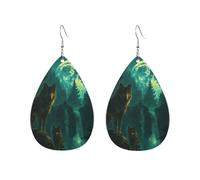 Orecchini A Goccia In Pelle Moonlit Tree Wolf And Waterfall Moda Orecchini Pendenti Eleganti Ciondolo Con Pendente A Goccia Per Uso Quotidiano Feste Balli