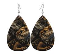 Orecchini a goccia in pelle, orecchini pendenti leggeri per donna - Cool Bearded Dragon Lizards, bianco