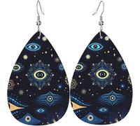 Orecchini a goccia in pelle, orecchini pendenti leggeri per donna - Cool Magic Evil Eyes, bianco